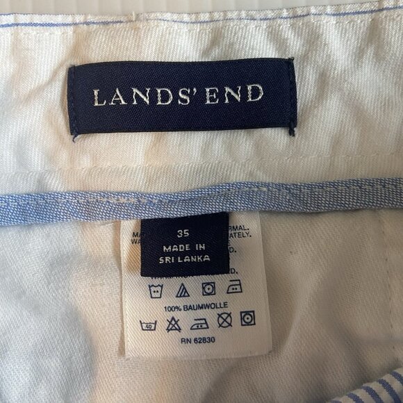 Lands End High Rise Seersucker Shorts Mens 35 Flat Front Stretch Waist Chino - Picture 6 of 12